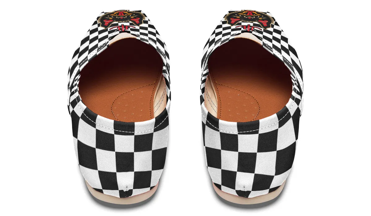 Vampire Bat Checkered Casual Shoes Shockproof Bold Tone
