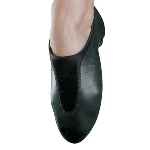 Roland -- Split Sole Jazz Shoe Slip-On, Suede Sole Patch -- Black Strong Stitching Year Trust