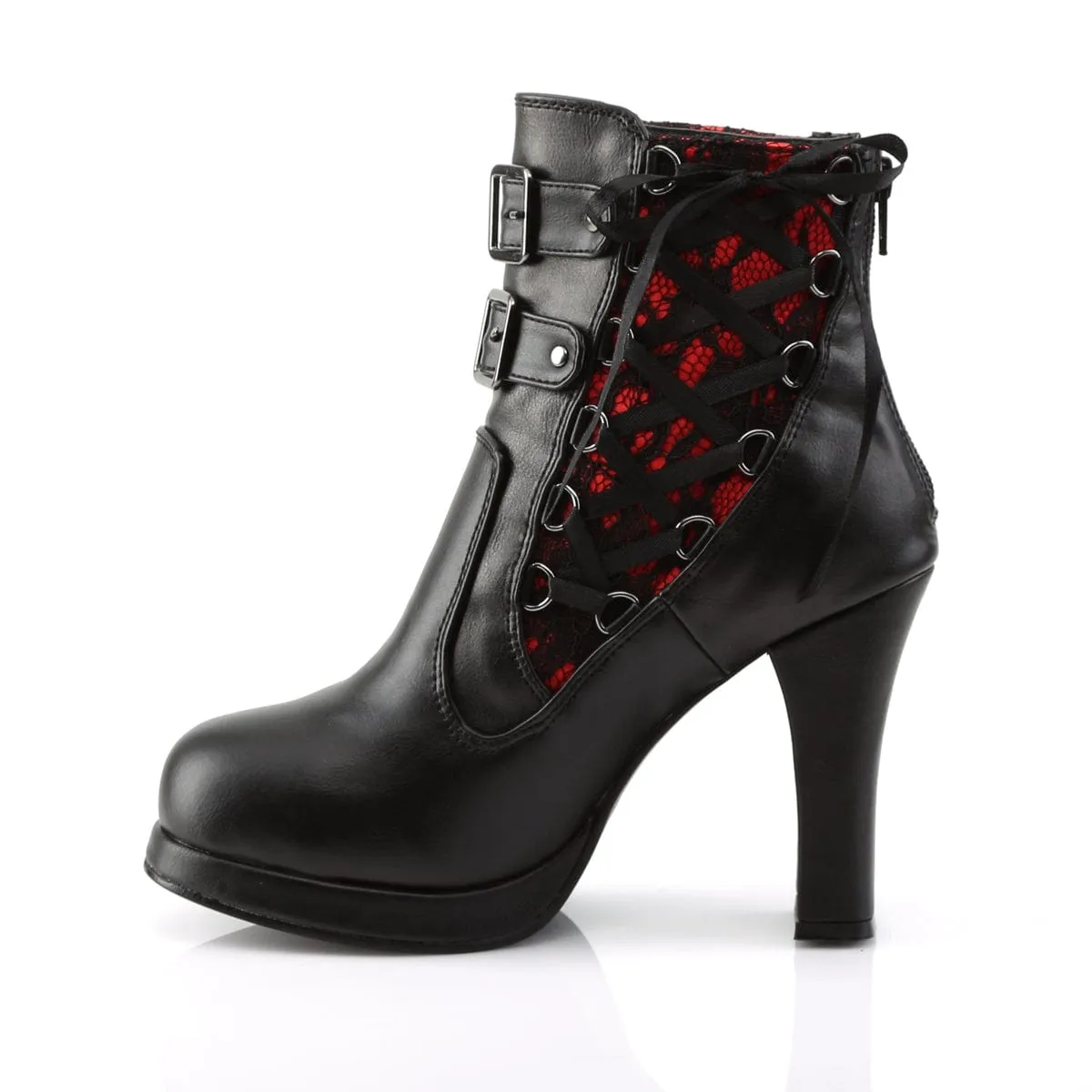 CRYPTO-51 Black-Red Lace Vegan Leather Street Edge