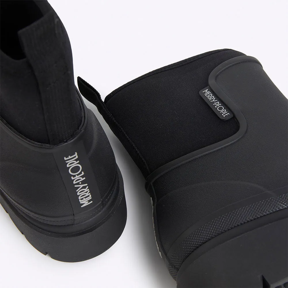 Durable Build Minimalist Fans Tully Rain Boot in Black from Merry People