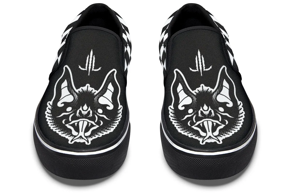 Traditional Checkered Bats Slip On Shoes Resort Mood