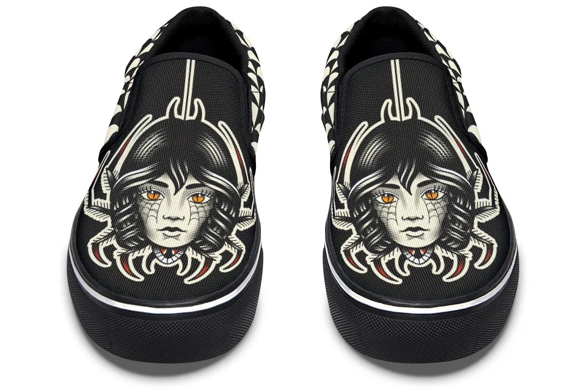 Comfortable Insole Cushioned heel Traditional Spider Girl Head Slip On Shoes