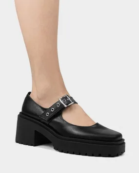 Earth Base Quick Dash Squared Mary Jane in Black Grape Leather from Bohema