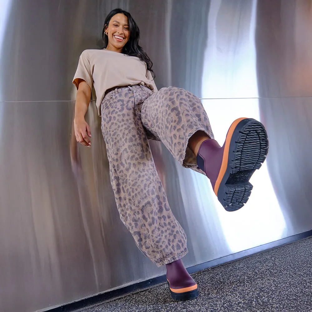 Tully Rain Boot in Plum from Merry People Elastic Gusset