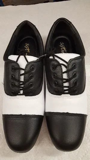 Roy -- Men's Cap Toe Ballroom Oxford -- Black/White Pure Black