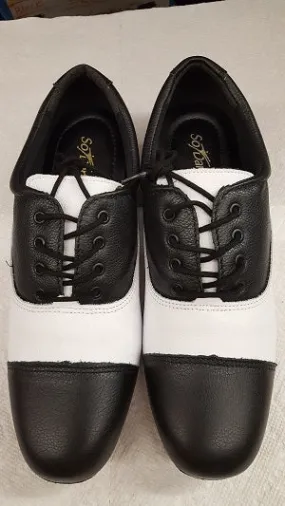 Roy -- Men's Cap Toe Ballroom Oxford -- Black/White Pure Black