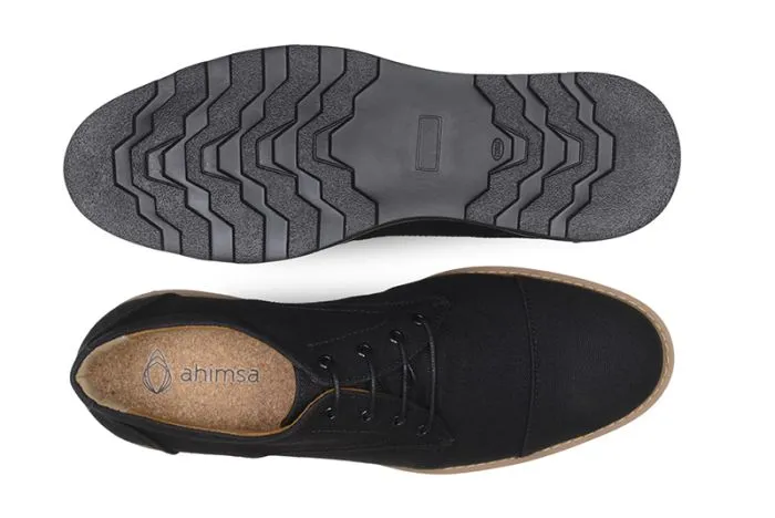 Victor Oxford in Black Canvas from Ahimsa (Wide Width) Toe Protection