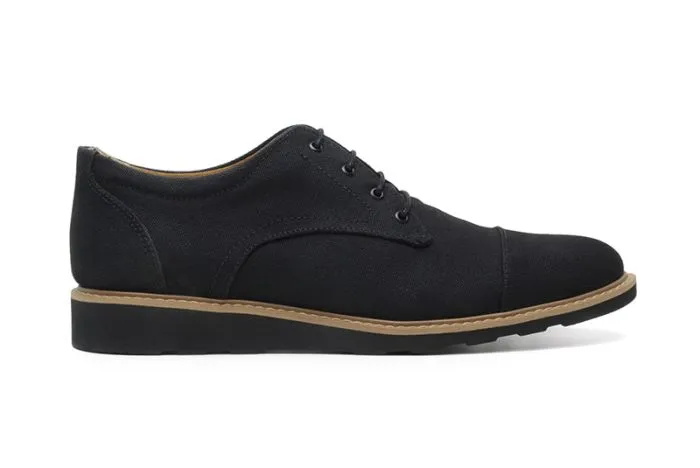 Light Core Victor Oxford in Black Canvas from Ahimsa (Wide Width)