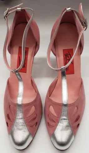 Style Goal Desert Cool 3" Gricel II -- Women's Tango Shoe -- Pink Suede/Silver Heel