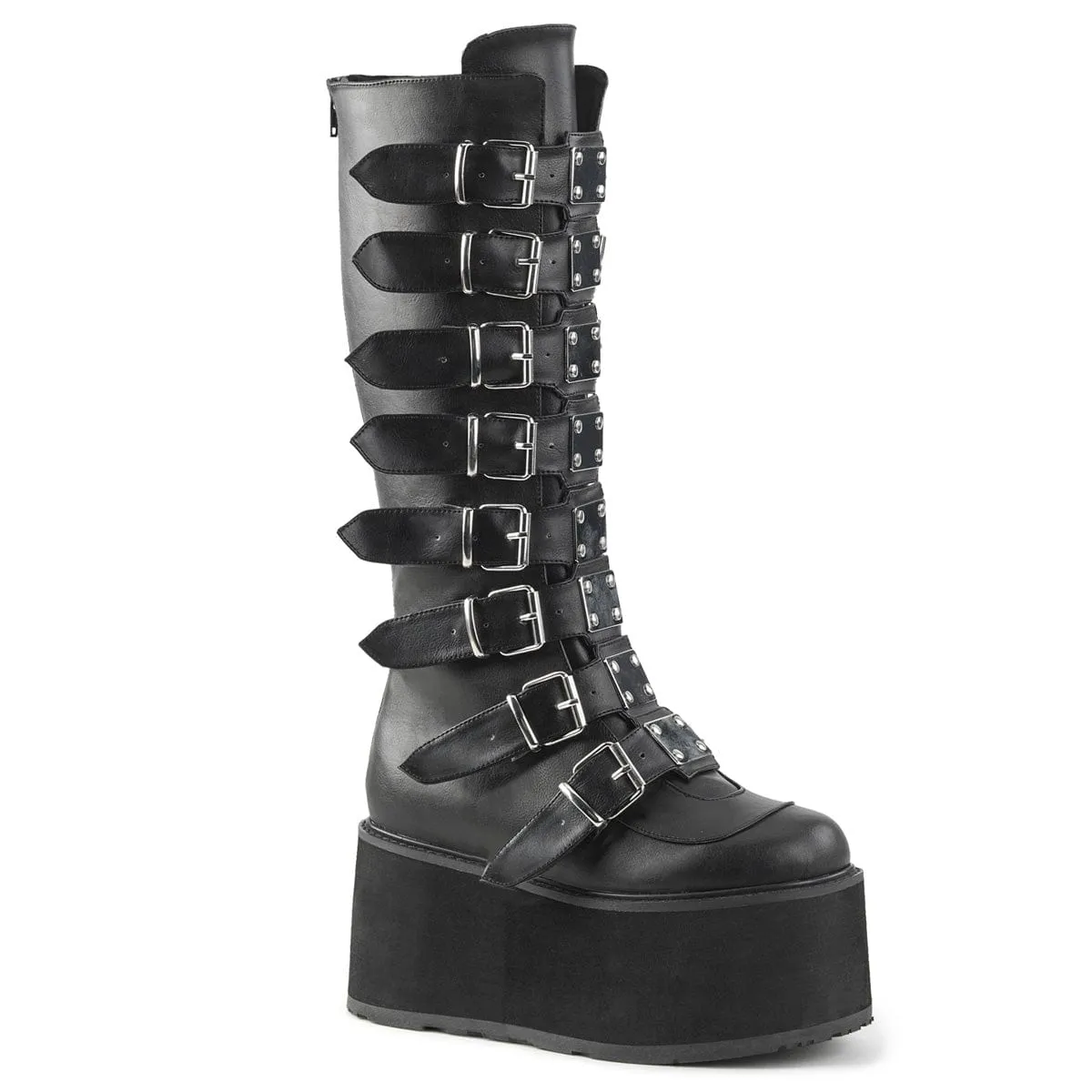 DAMNED-318 Black Vegan Leather Comfort Strap Comfort