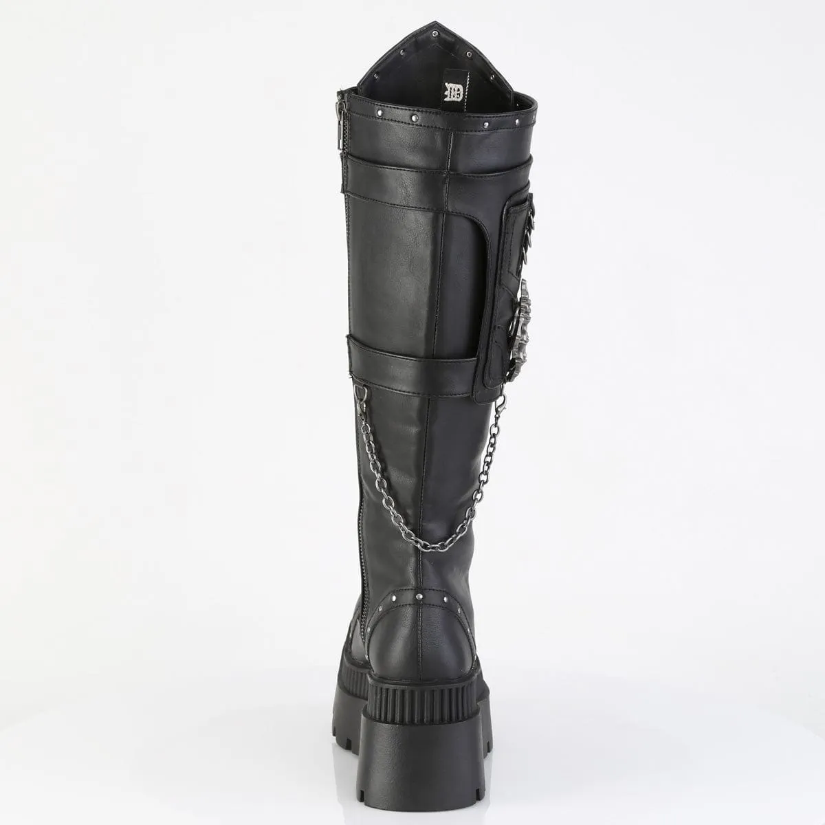 WRATH-205 Black Vegan Leather Knee High Boots City Edge Classic