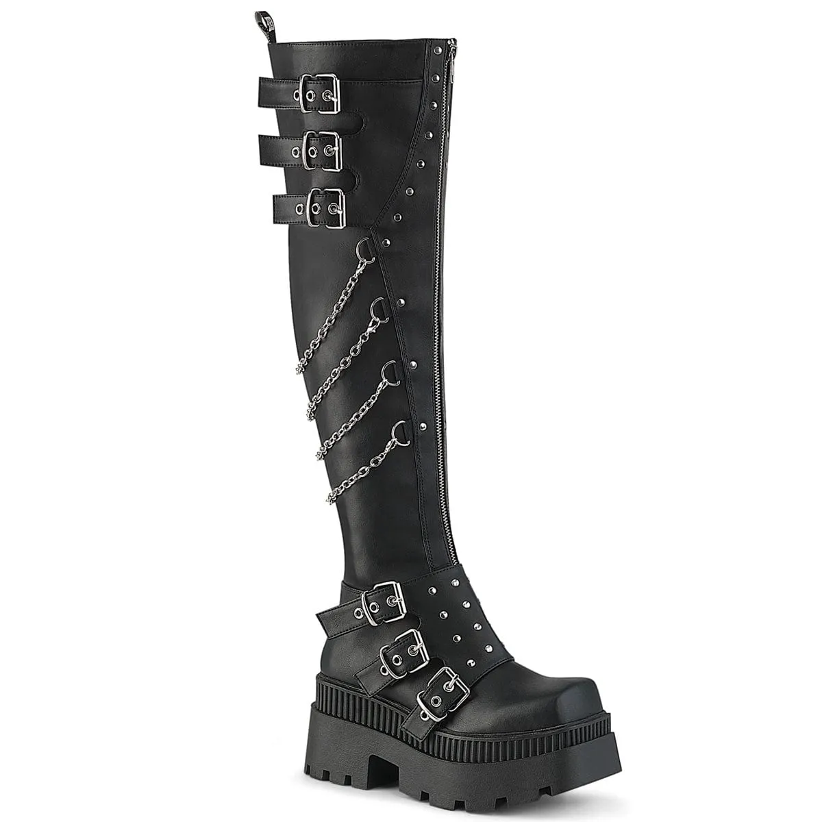 WRATH-310 Black Vegan Leather Urban Style Metal Edge