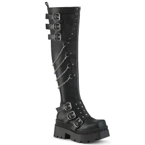 WRATH-310 Black Vegan Leather Urban Style Metal Edge