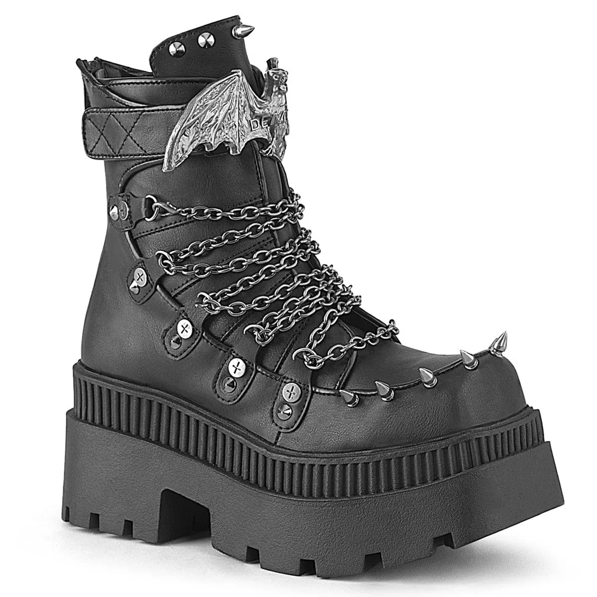 Climb Strong WRATH-55 Black Vegan Leather Ankle Boots