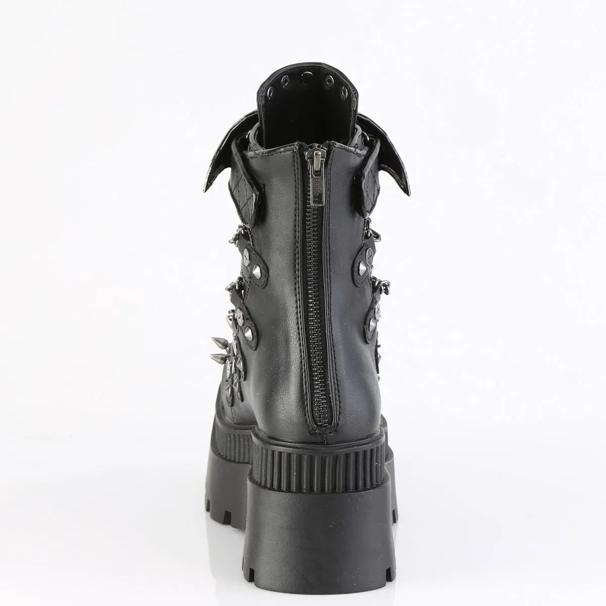 Ankle wrap WRATH-55 Black Vegan Leather Ankle Boots